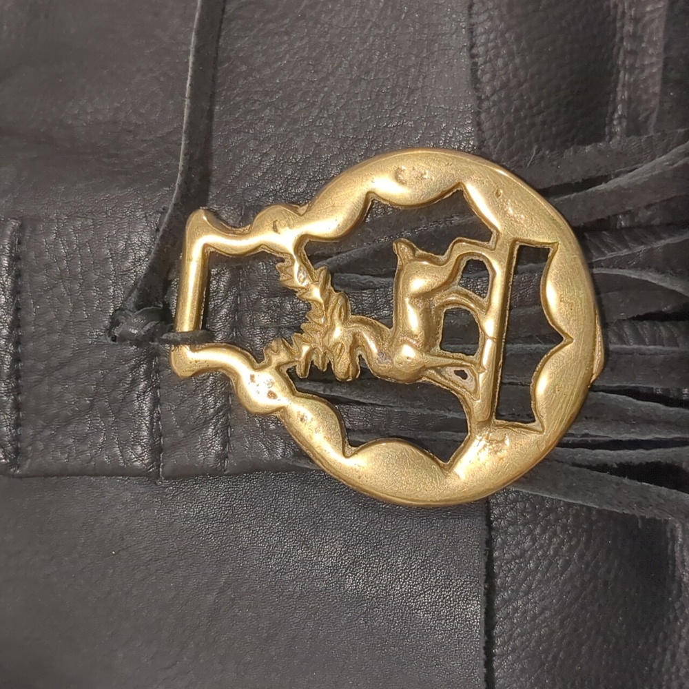 Solid Brass Medallion Crossbody Fringe Crossbody Bag - Picture 8 of 8
